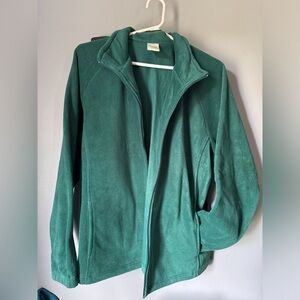 Women’s large, dark green fleece zip up.